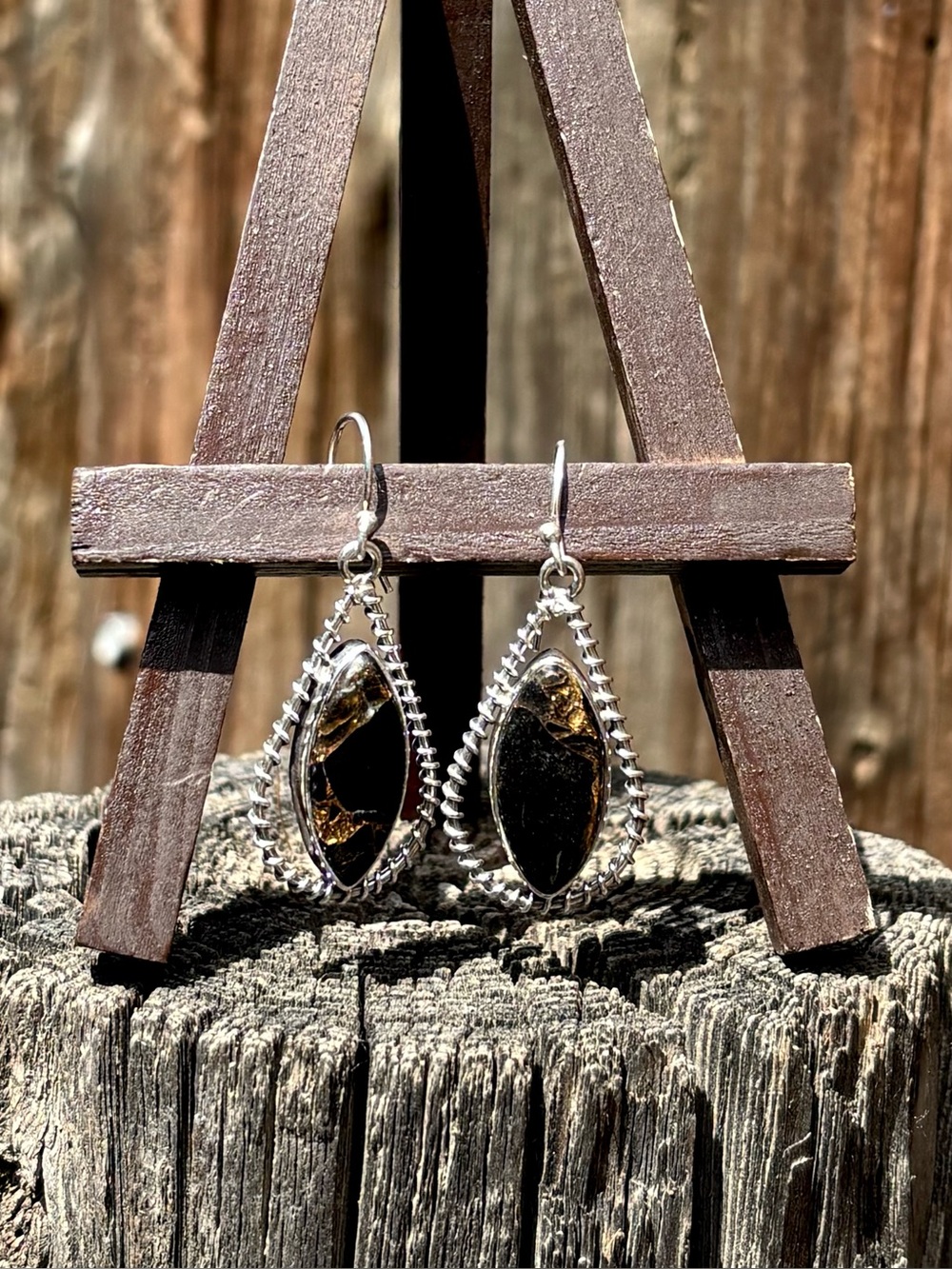 NEW! Black Copper Turquoise Earrings - Picture 8 of 13